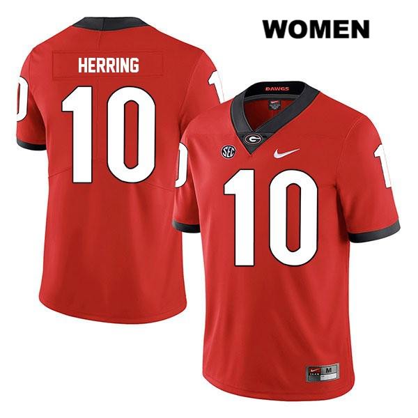 Georgia Bulldogs Women's Malik Herring #10 NCAA Legend Authentic Red Nike Stitched College Football Jersey ZXW1156WQ